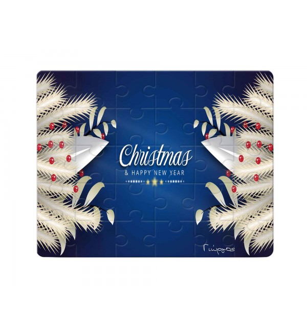 Χάρτινο Puzzle 27X20cm Merry Christmas Blue Flower 35κομ