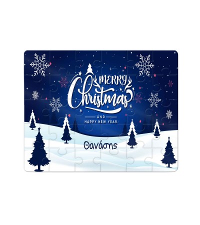 Χάρτινο Puzzle 27X20cm Merry Christmas Blue Snow 35κομ