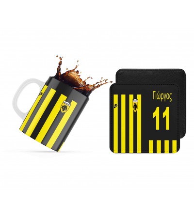 Σετ κεραμική κούπα 330ml και σουβέρ AEK Σετ κεραμική κούπα 330ml και σουβέρ AEK